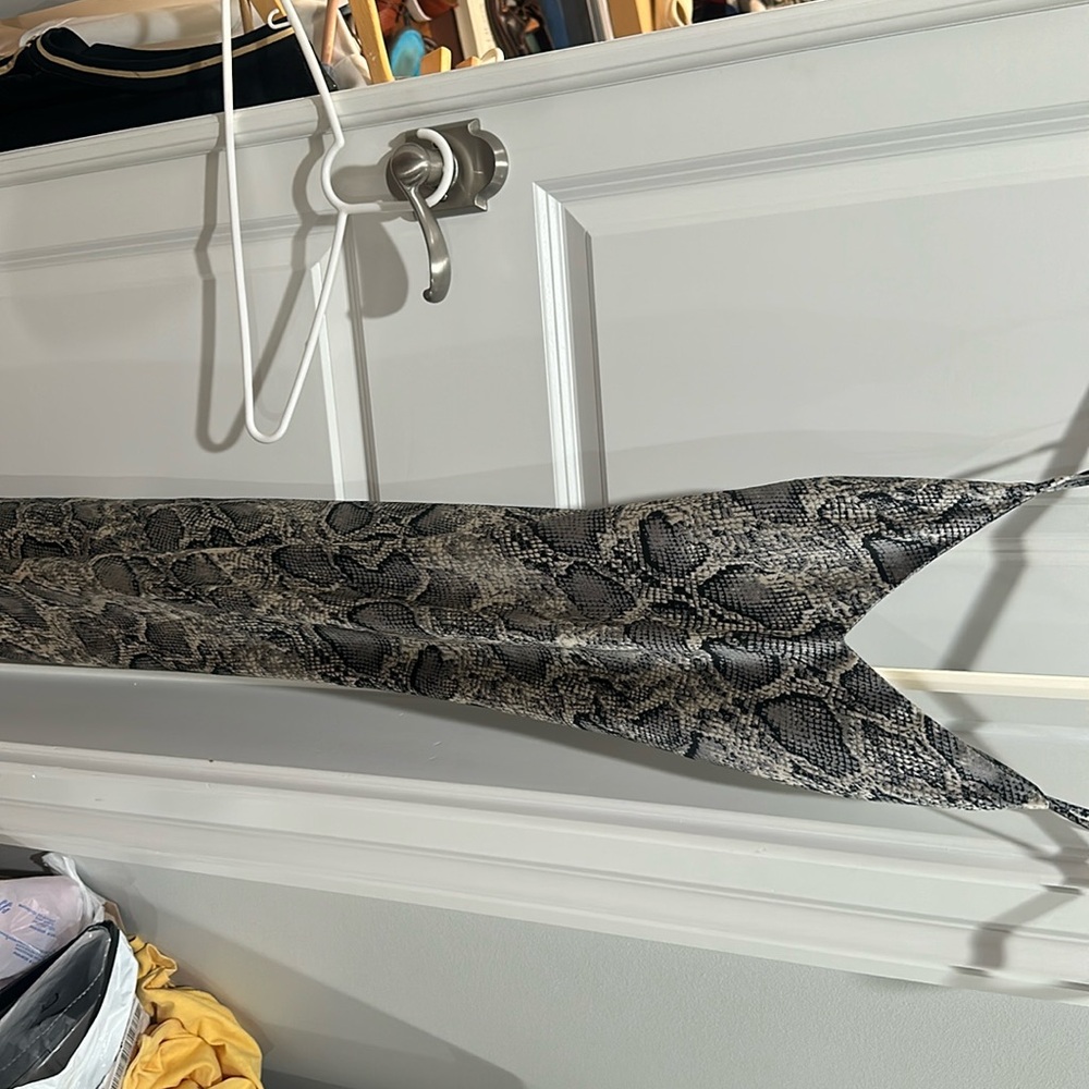 Satin midi snake print dress